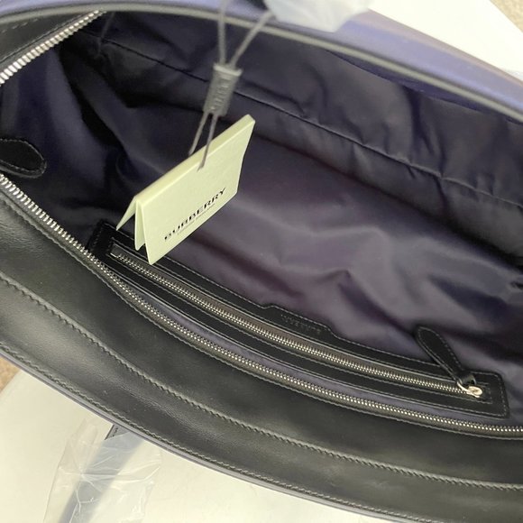 Burberry LL MD Nylon and Leather Tote Bag in BLUE, Made in Italy - Picture 7 of 14